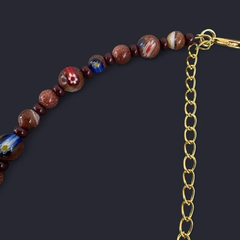 Millefiori Goldstone Bead Necklace